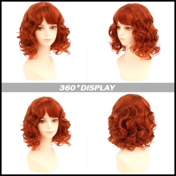 Curly Shoulder Length Wig with Bangs Synthetic Hair Modern Style Party Daily Use main image 4